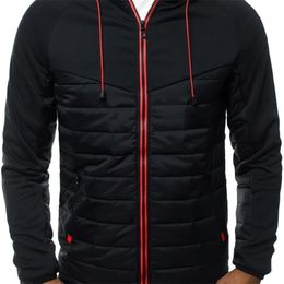 New Casual Hoody Spliced Jacket Men Hoodies Sweatshirts Fashion Coat Hooded Cardigan Plus Fleece Clothes T200106