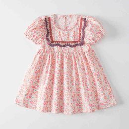 2022 New Summer Korean Style Floral Dress Casual Dress For Girl Clothes Kids Clothes Girls Baby Girl Clothes G220518