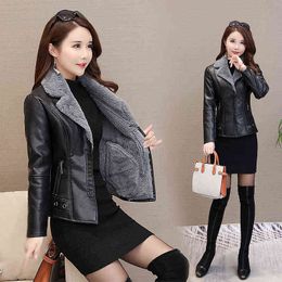 Women Faux Leather Jacket Autumn and Winter Short Leather Coat Women's Clothing PU Leather Coat Veste Femme L220728