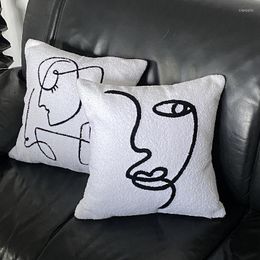 Cushion/Decorative Pillow White Luxury Case Teddy Velvet Abstract Loop Piles Cushion Cover Living Room Sofa Decoration Home Throw Pillows Co