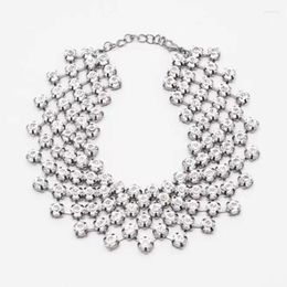 Chokers Necklaces Statement Ladies Trendy Gun Black Colour Metal Big Rhinestone Chain For Women Party Jewellery GiftChokers Godl22