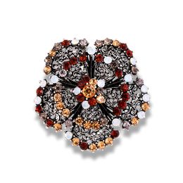 Rhinestone Brooch pins Women Girl Jewellery Colourful Crystal Flower Pin Fashion Camellia Corsage Vintage Style