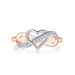 Wedding Rings ZHOUYANG For Women Heart Endless Love Mini Zircon Rose Gold Colour Cute Massive Ring Wholesale Bride Jewellery DZR029 Wynn22