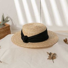 Women 's Summer Wheat Straw Hat for Lady Sun Beach Grils Ribbon England Fedoras Casual Panama Travel Boater