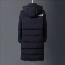 Winter 90% White Duck Down Jacket Men Hooded Fashion High Quality Long Thicken Warm Down Coat Loose Black Overcoat Parkas 201210