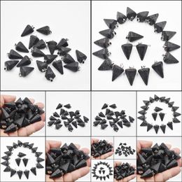Arts And Crafts Natural Volcanic Lava Stone Faceted Cone Pendum Charms Pendants For Jewelry Making Wholesale Fashion High Sports2010 Dhrhe