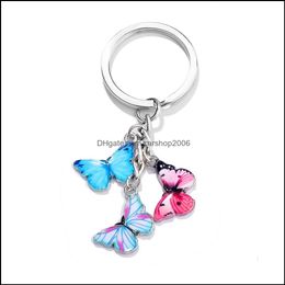 Key Rings Jewelry Colorf Enamel Butterfly Keychain Chain Ring Holder Charm Insects Car Women Bag Accessories Drop Delivery 2021 Ysjeq