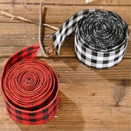 Christmas Ornament Red and Black Lattice Ribbon Decoration Home for Year Y201020
