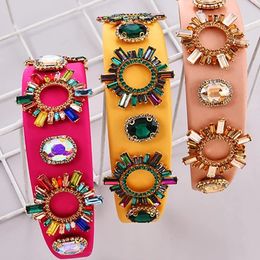 Bohemia Ethnic Colourful Wide Headband Luxury Charming Zircon Crystal Handmade Hair Bands for Women Hair Accessories