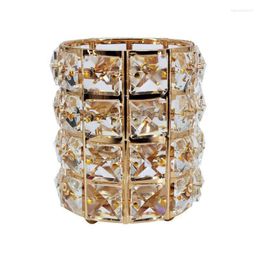 Storage Boxes & Bins Metal Crystal Makeup Brush Holder Round Cosmetic Organiser Cup For Bathroom Countertop -Gold Silver