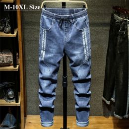 Plus Size 7XL 8XL 9XL 10XL Men's Harem Jeans Autumn Fashion Casual Elastic Waist Denim Pants Streetwear Trousers Male 201128
