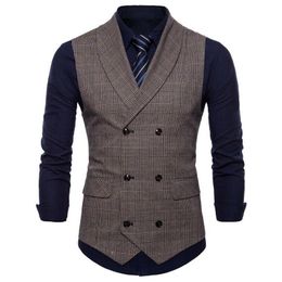 Men's Jackets Fashion Size M-3XL Men Formal Casual Business Fit Waistcoat Vest Suit Plaid Coat TopsMen's
