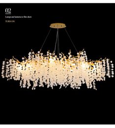 New crystal chandelier for living room bar luxury branch French villa decorative chandelier island lighting