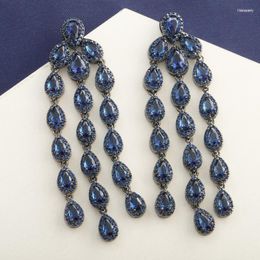 Stud Gothic Premium Blue Waterdrop Tassel Earrings Luxury Mystic Black Style Jewelry For Women Prom Party Girls AccessoriesStud Dale22 Farl2