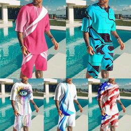 Men's Tracksuits Summer Harajuku Men's Sports Suit Set Casual Men Women Matching Short Sets Graffiti Print Oversized Clothing