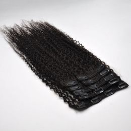 9A Afro Kinky Curly Clip In Human Hair Extensions Brazilian 100% Remy Hair 120g/Set 1# 1B# No Tangle Bundles