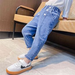 Kids Jeans Patchwork Girl Jeans Spring Autumn Jeans Baby Girl Casual Style Kid Clothes 210412