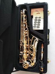 Novo branco cobre banhado a ouro e-tune profissional saxofone alto w037 um a uma estrutura original esculpida profundo alto sax
