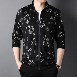 Men's Jackets Brand Designer Luxury Korean Print Zipper For Men Casual Fashion Stand Collar Coats Clothes J781Men's