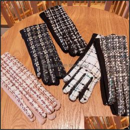 Five Fingers Gloves Mittens Hats Scarves Fashion Accessories Brand Striped Cashmere Wool Women Dhsck