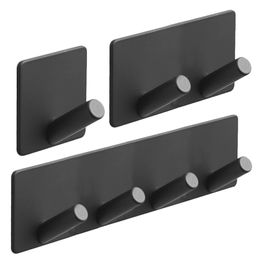 Black Adhesive Wall Hooks Heavy Duty Drillfree Hangers for Clothes Keys Kitchen Bathroom Tools Holder 220527