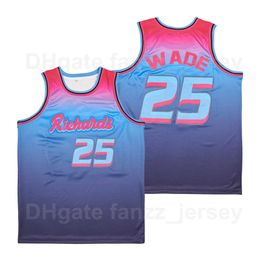 Movie Basketball Richards High School 25 Dwyane Wade Jerseys Man HipHop For Sport Fans Team Colour Blue Hip Hop Breathable Pure Cotton Uniform Excellent Quality