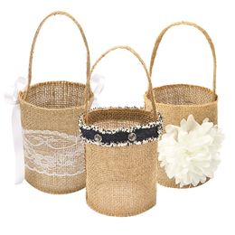Wedding Lace Jute Burlap Candy Bags Vintage Rustic Wedding Gifts Table Decoration Birthday Party Favors Baby Shower Supplies