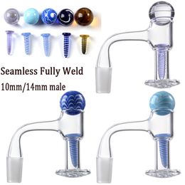 High Quality US Grade Blender Spin Banger Nail Smoking Accessories Terp Slurper Bevelled Edge Seamless Fully Weld Banger With Glass Marble Screw For Oil Dab Rigs