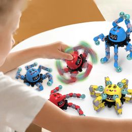Face-changing Toys Fingertips Variety Spinning Top Octopus Robot Decompression Glowing Mechanical Spinning