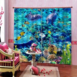 window curtain living room bedroom stereoscopic curtains window The underwater world home improvement blackout cortina