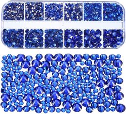 Nail Art Decorations ROUND Crystal Rhinestone Flat-Back AB Diamond 6Sizes Caviar Beads 10Colors Glass For ACRYLIC Tip Decor 1.5-6MMNail