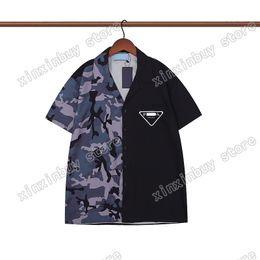 22ss Men Designers t shirts tee camouflage print Panelled short sleeve Crew Neck Streetwear black white xinxinbuy S-XL