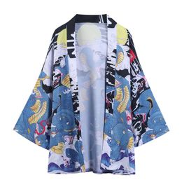 Men's Casual Shirts Bodysuit Shirt Five Womens Summer Mens Blouse Jacke Point Top Cloak Sleeves Kimono And Japanese Men Classic Fit ShortMen