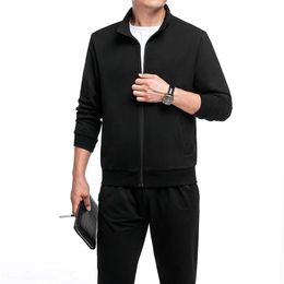 2020 new Spring and Autumn Hoodie sportswear suit two piece men s new pure color casual wear LJ201126