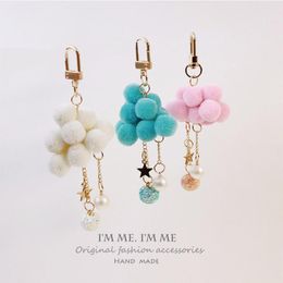 Keychains Cute Dreamy Star Clouds Pearl Keychain For Women Car Keyring Holder Bag Backpack Cloth Pendant Girl Shcool Decor Kid Gifts