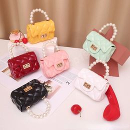 Children's Mini Handbags Cute PVC Jelly Crossbody Bags for Women Coin Wallet Girls Pures and Bags Kids Pearl Tote Bag