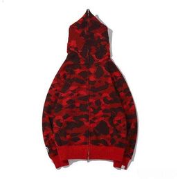 Hip hop Newest Lover Camo Shark Print Cotton Sweater Hoodies Men's Casual Purple Red Camo Cardigan Hooded Jacket Sizes M-2XL