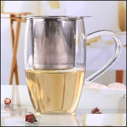 Coffee Tea Tools Drinkware Kitchen Dining Bar Home Garden Stainless Steel Mesh Infuser Household Reusable Strainers Metal Spices Loose Fi