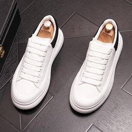 Fashion Designer Wedding Dress Party Shoes Autumn Mens Vulcanised White Casual Sneakers Comfortable Concise Round Toe Thick Bottom Driving Walking Loafers