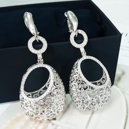 Dangle & Chandelier Cubic Zirconia Gold Drop Earrings Long For Women High Quality Trendy Jewellery Accessories Young Girl SexyDangle