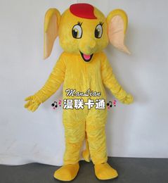 Mascot doll costume Professional Yellow Elephant Mascot Cute Elephant Custom Fancy Adult Size Cartoon Costume For Halloween Chrismas Party
