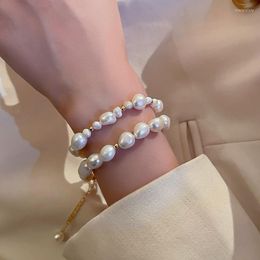 Charm Bracelets Elegant Natural Freshwater Pearl Beaded For Women Fashion Bijoux Birthday Gifts Party AccessoriesCharm Inte22