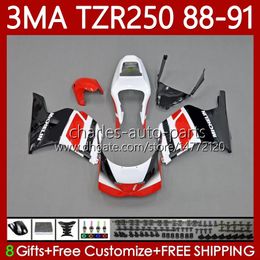 Bodys Kit For YAMAHA TZR-250 TZR 250 TZR250 R RS RR 88-91 Bodywork 115No.5 YPVS 3MA TZR250R 88 89 90 91 Red white TZR250-R TZR250RR 1988 1989 1990 1991 MOTO Fairings