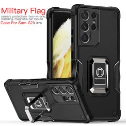Kickstand Phone Cases For SAM M53 M51 M32 M22 M21 M12 5G S21 S22 Shockproof Metal Plate Magnetic Holder Camera Protection