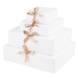 Gift Wrap 5Pcs White Kraft Paper Box Wedding Birthday Party Hnadmade Cookie Candy Storage Packaging Christmas Decoration For HomeGift