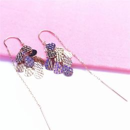 women crafts UK - Dangle & Chandelier Purple Gold Plated 14K Rose Water Drop Sequins Earrings For Women Fashion Exaggerated Craft Ear Line Wedding JewelryDang