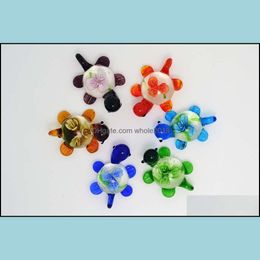 Pendant Necklaces Pendants Jewellery Wholesale Flower 3D Animal Turtle Murano Glass Bead Fit Girls Wome Dhjft