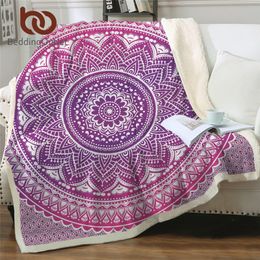 BeddingOutlet Pink Mandala Sherpa Blanket for Woman Velvet Plush Bohemia Floral Throw Blanket for Bed Sofa Bedding 150x200 201113