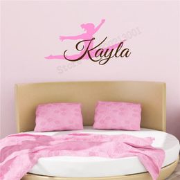 Wall Stickers Decoration Gymnastics Sports Girl Decorative Personalized Name Design Decor Beauty Removeable Art Mural Decal LY370