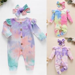 BabygrowsHeadband Baby Arrival Baby Girls Comfortable Cotton Outfits 0- Baby Fall Spring Colorful Clothes LJ201223